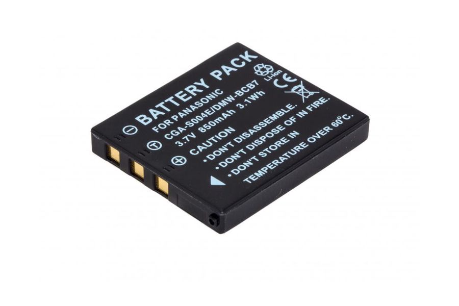 Акумулятор Panasonic CGA-S004, DMW-BCB7 (850 mAh, 3.7V, Li-Ion) для Lumix DMC-FX2, DMC-FX7