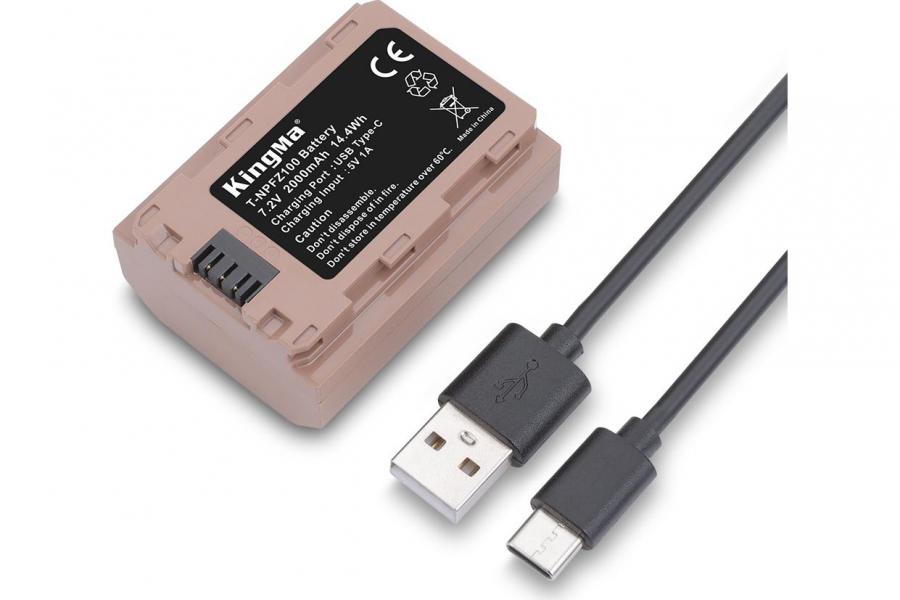 Акумулятор Sony NP-FZ100 (KingMa) з USB-C портом для Alpha A7 Mark 3 (2000 mAh, 7.2V, 14.4 Wh)