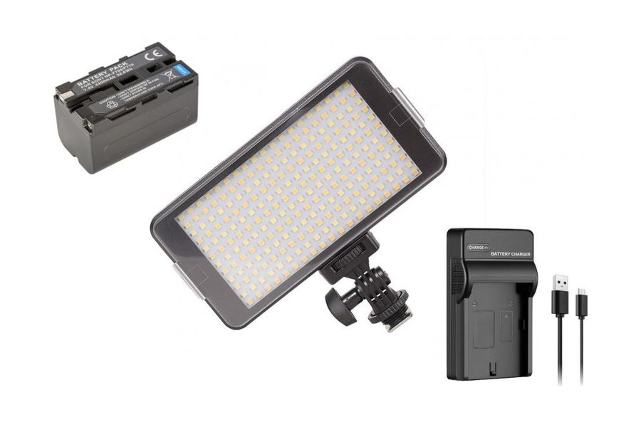 Комплект накамерного света KingMa LED-228A Lite (LED-панель - 1, Аккумулятор NP-F750 - 1, Зарядное - 1)