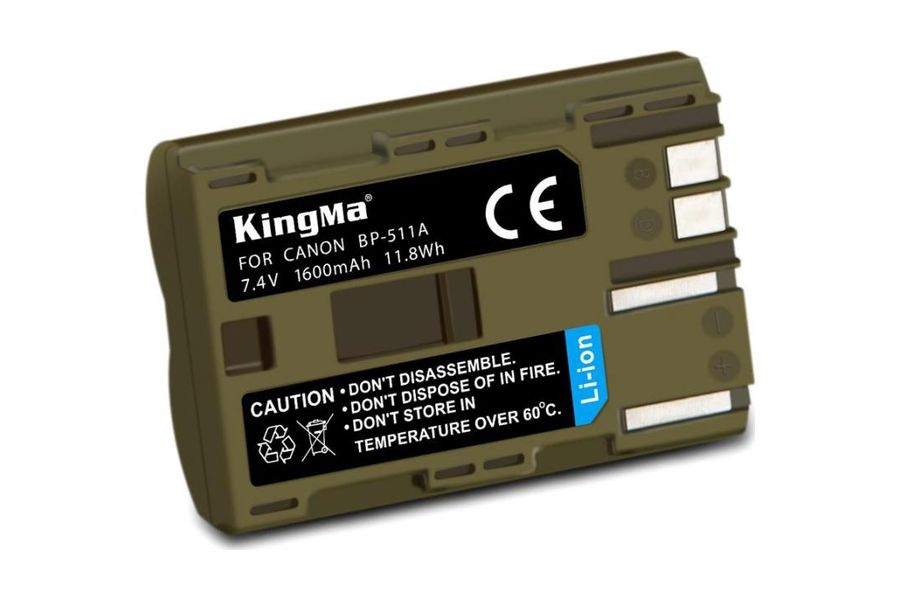 Аккумулятор Canon BP-511 (KingMa) для EOS 5D EOS 10D EOS 20D EOS 30D EOS 40D (1600 mAh, 7.4V, 11.8 Wh)
