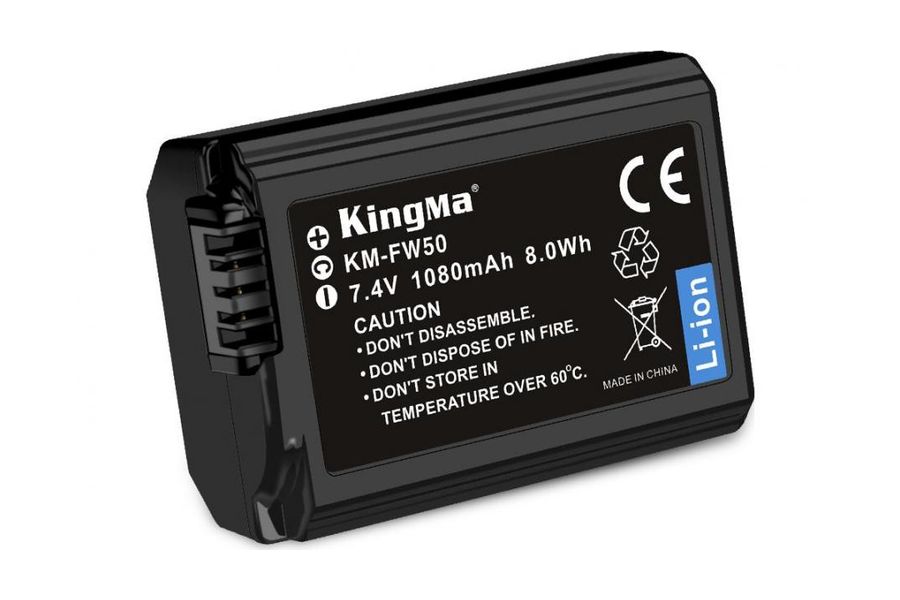 Аккумулятор Sony NP-FW50 InfoLithium W (KingMa) для Alpha a7 Alpha a7s Alpha A6000 NEX-5 NEX-6 (1080 mAh, 7.4V, 8.0 Wh)