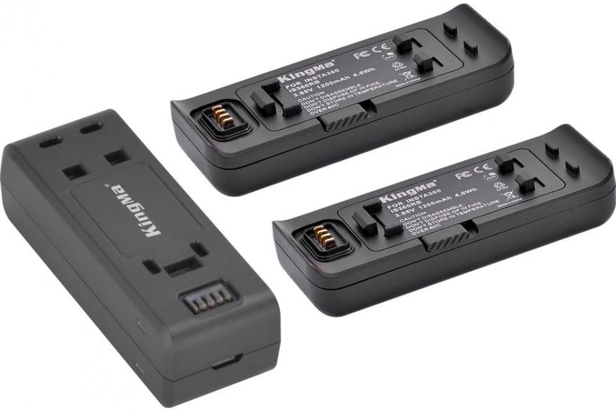 3-Pack KingMa IS360RB Комплект з 2 акумуляторів та зарядного пристрою KingMa для Insta Insta360 ONE R