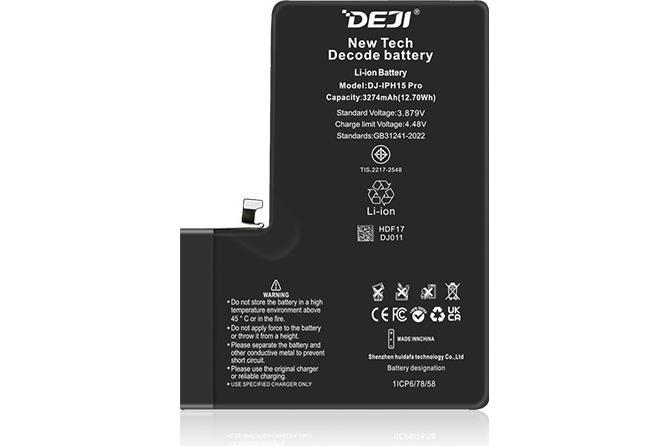 Адаптивний акумулятор (3520 mAh) для iPhone 15 A3090 / A2846 / A3089 / A3092 (DEJI) | Розпізнається iOS як оригінал | Не потребує прошивки