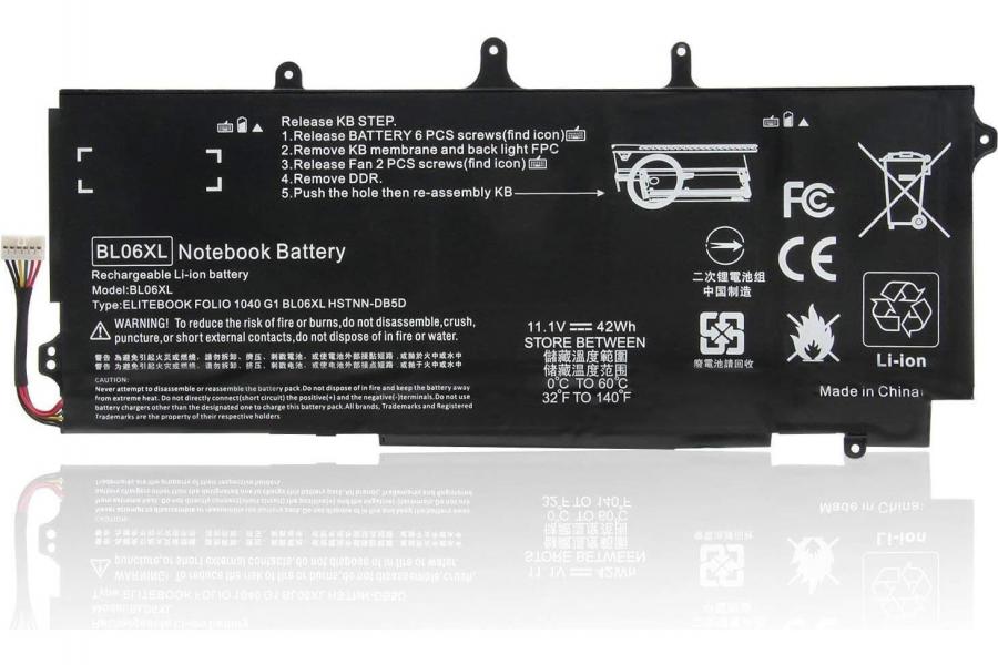 Акумуляторна батарея до ноутбука HP EliteBook Folio 1040 G1 (BL06XL) | 11.1V 40.0 Wh | Replacement