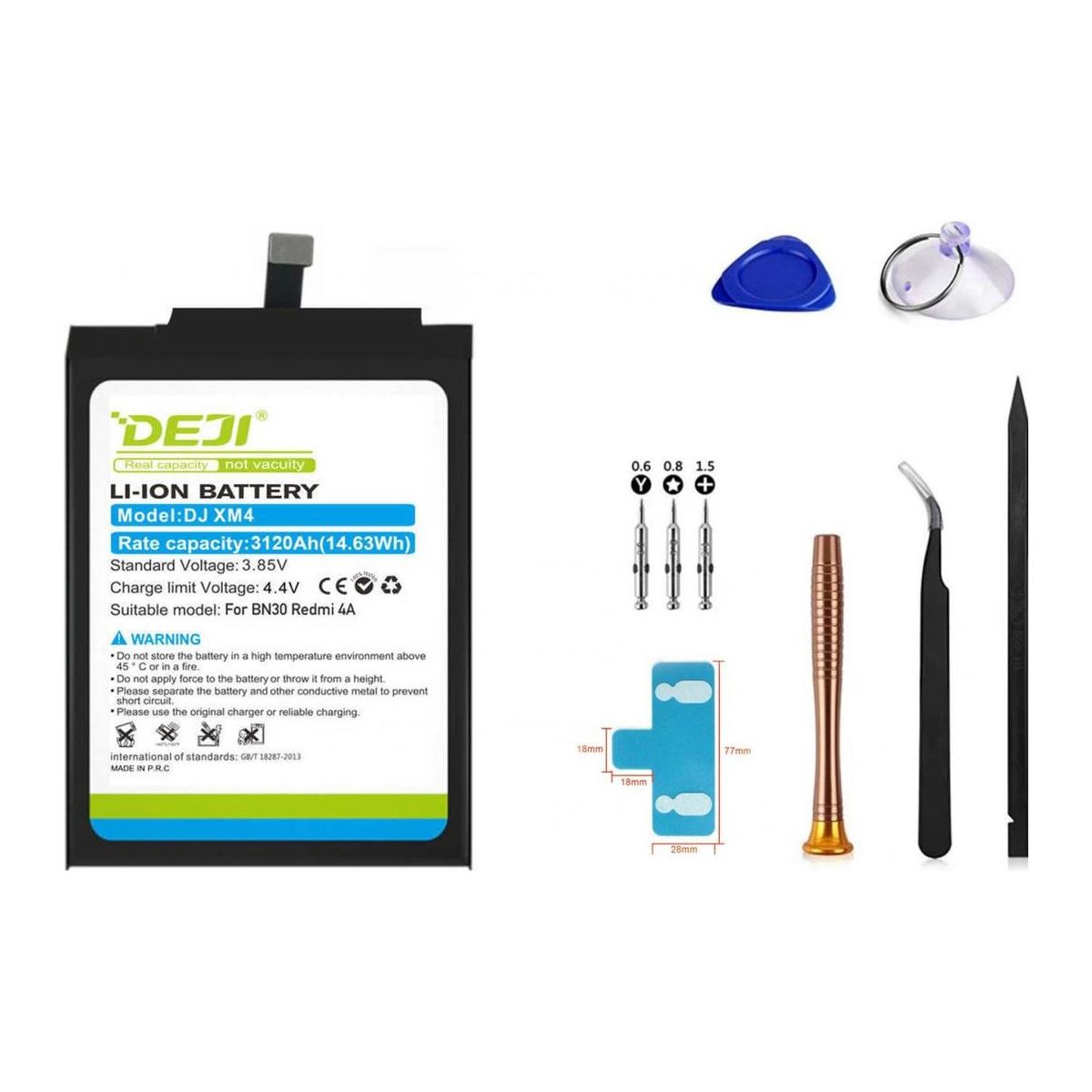 Batterie OEM BN30 Pour Xiaomi Redmi 4A / MI - 3120mAh, 3,84V, Avec Kit D'outils, Neuve