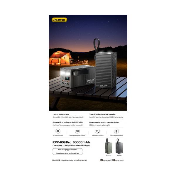 Remax 60000 mAh RPP-609 Pro Green (LED+PD+QC)
