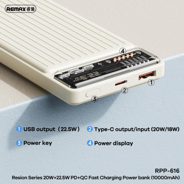 Remax 10000 mAh RPP-616 Silver (LED+PD+QC)